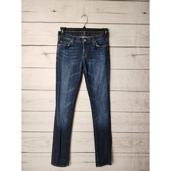 7 For All Mankind Denim - 7 For All Mankind Womens Roxanne Slim Skinny Jeans Blue Stretch Dark Wash USA 26